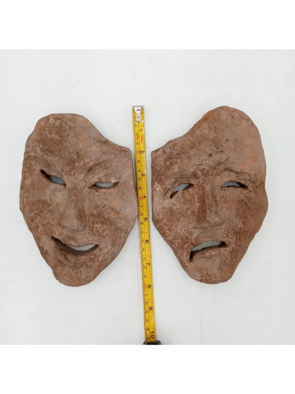 Comedy Tragedy Wall Art Signed Brutalist Pottery 7 Inch Theater Theatre Actor